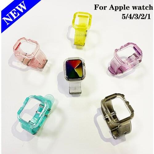 Newest transparent Sport belt for Apple Watch6 se Band Series 1 2 3 4 5 6 Rubber case for Iwatch Strap 38mm 40mm 42mm 44mm