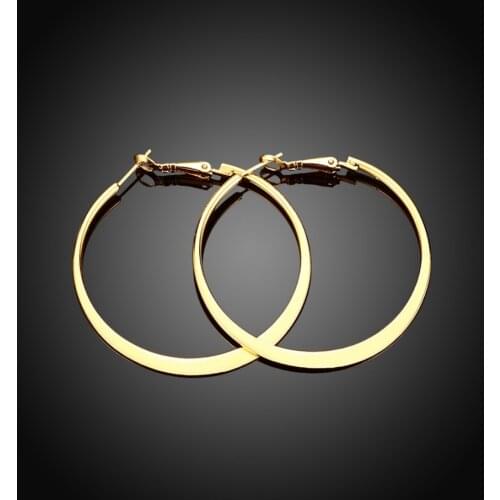 Lekani 925 Sterling Silver Flat Round Hoop Earrings Diameter 5.1cm Classic Fine Jewelry For Women Christmas Gift