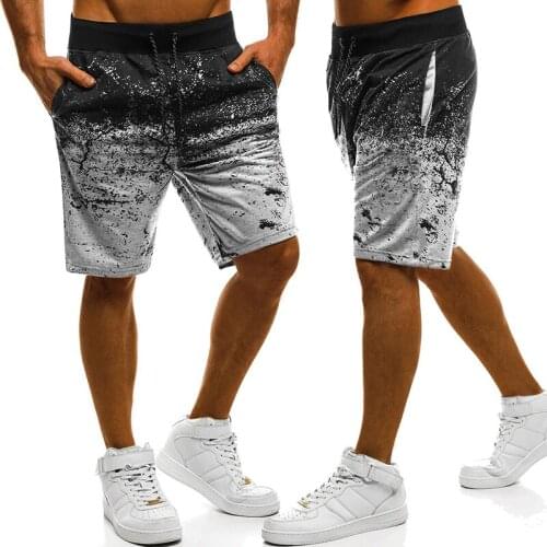 Summer New Fashion Mens Sports Shorts Casual Contrast Color Five-Point Pants Drawstring Pocket Slim Printed Beach Men Clothing