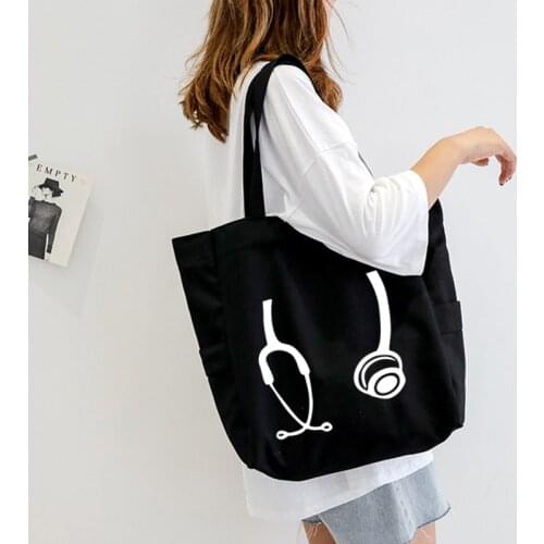 Nurse Doctor Funny Printed One-shoulder Bag Large Capacity Ladies Tote Bag Canvas Bag Women Shopping Bag