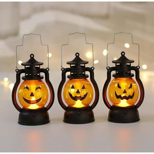 LED Halloween Pumpkin Ghost Lantern Lamp DIY Hanging Scary Candle Light Halloween Decorations for Home Horror Props Kids Toy