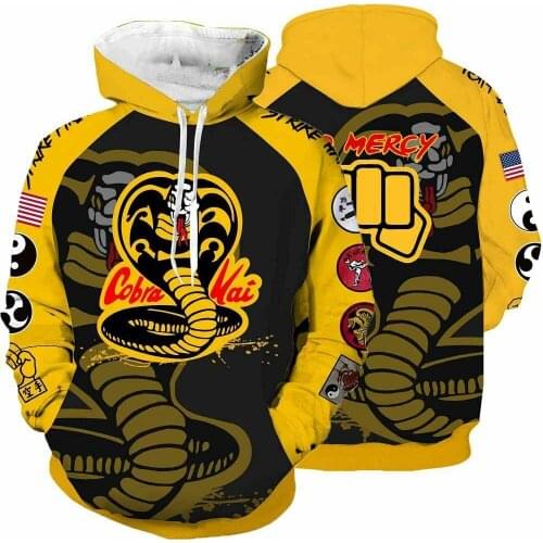 3D Hoodie The Karate Kid Cobra Kai Cosplay Jacket Coat Sweatshirt Pullover Tops&Pants Oversize New 2021