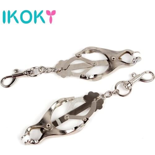 IKOKY 1 Pair Steel Metal Nipple Clamps Adult Games SM Bondage Fetish Sex Toys for Couple Breast Clips Nipple Stimulator