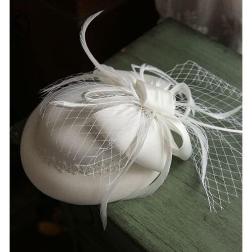 FS Fascinators Black Hat Women Bow Mesh Feathers Fedoras Hat Cocktail Wedding Tea Party Church Hats Hair Clip Headwewar For Girl