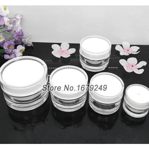 10g/10ml White colour Cream Jar,Acrylic Cosmetic Container, Makeup Sub-bottling,Sample Cream Canister100pcs/lot