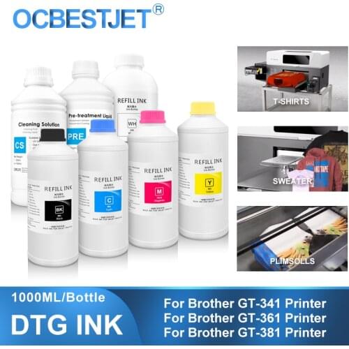 GT-3 DTG Textile InK Bottle Garment Ink For Brother GT-341 GT-361 GT-381 GT3 Series Direct to Garment Printer (6Color Optional)