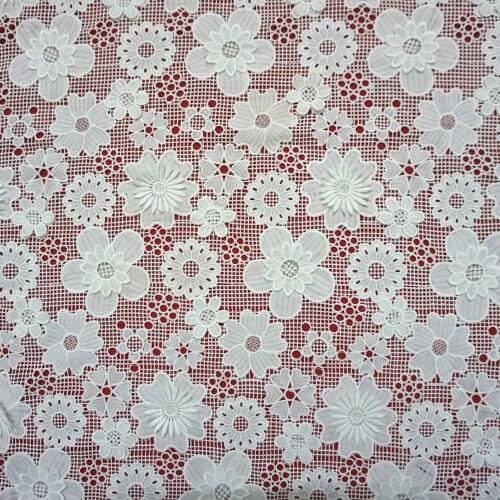 2 Yard/ Lot Embroidery fabric hollow water soluble lace elastic milk silk embroidery full of large flower three-dimensional