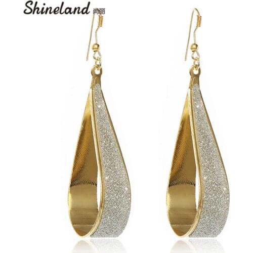 2021 Popular style personality branded design shiny geometric trendy drop earrings cheap earring for women