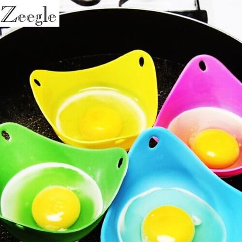 4Pcs/set Bowl Shape Egg Moulds Silicone Egg Poacher Poaching Pods Pan Mould Pancake Rings Breakfast Egg Mold Cooking Tools
