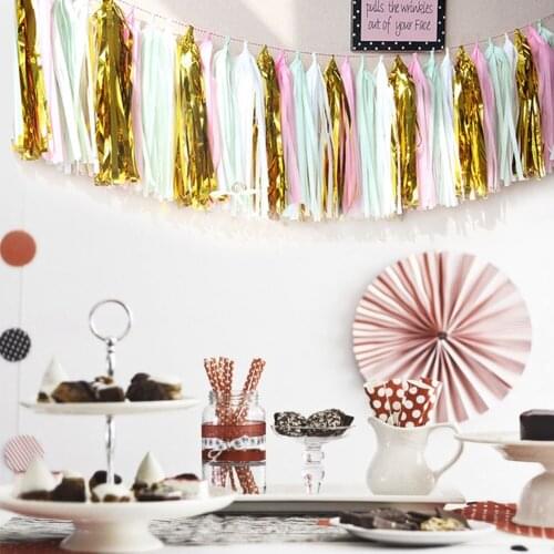 5Pcs/lot DIY Aluminum Foil Tassel for Wedding Kids Birthday Party Decorations Tassels Baby Shower Theme Party Supplies