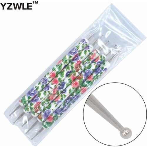 YWK 5Pcs/Pack New Fancy Dotting Pens 2-Ways Nail Design Set Nail Art Tools 17