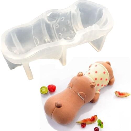 Aouke Hippopotamus Mousse Mould Decorating Molds Cake Silicone Mold Sugarpaste Candy Chocolate Gumpaste Clay Mould A009
