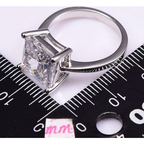 White Crystal Zircon 925 Sterling Silver Wedding Party Fashion Design Romantic Ring Size 5 6 7 8 9 10 11 12 PR41