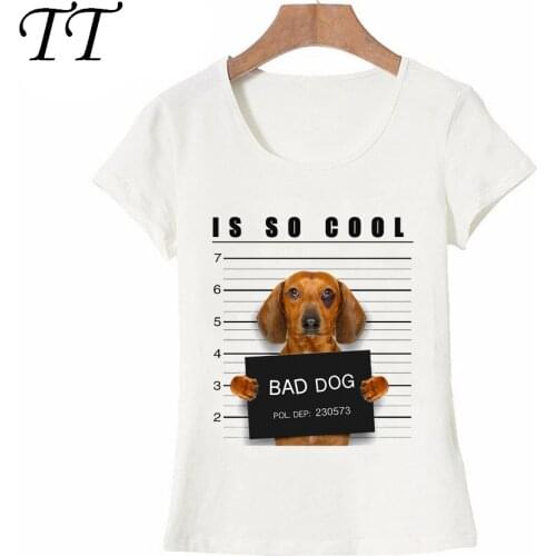 Is So Cool Dachshund Funny Photos Dog Mugshot T-shirt Summer Women T-Shirt Funny Dog Design Casual Tees Fashion Woman Tops