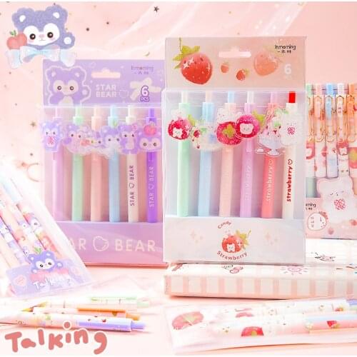 Kawaii Gel Pen Cute Cartoon Quick Drying Black Ink Press Gel Pen Writing Pens School Office Supply Stationery