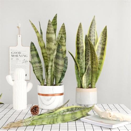 66cm Real Touch Artificial Plant Plastic Tiger Piran Fake Leaf Bonsai DIY Home Indoor Garden Decorations Tropical Fake Plants