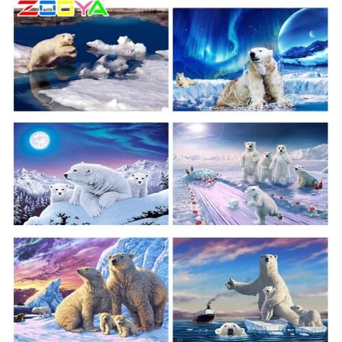 Full Squre/Round Diamond Painting Wildlife Polar Bear New Special Shaped Crystal Diamond Embroidery Diamond Mosaic Picture Lx46