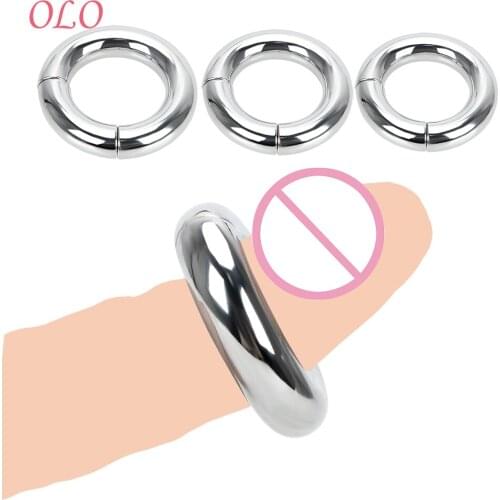 OLO Metal Penis Cock Lock Ring Heavy Duty Male Magnetic Ball 5 size Sex Toys for Men Delay Ejaculation Scrotum Stretcher