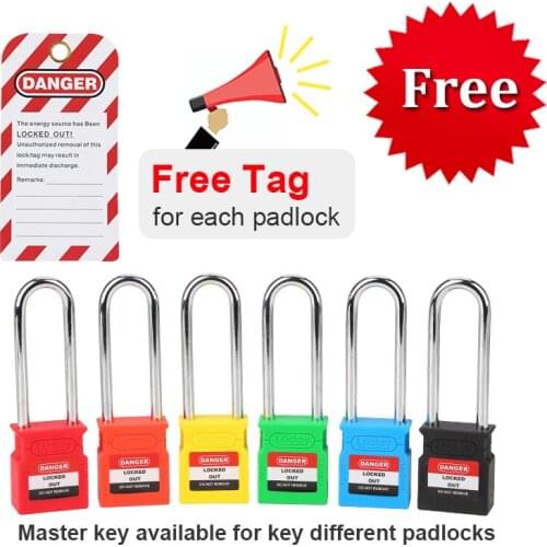 Lockey Free Tag 10pcs/Lot Upgrade Security Steel Shackle Safety Padlock Lock Loto Lockout Tagout
