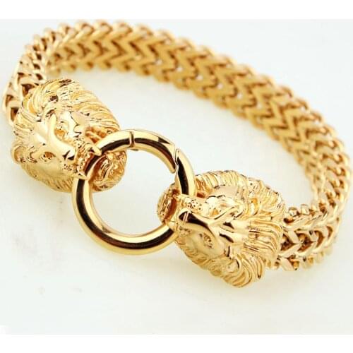 Lion Heads Bracelets For Men Stainless Steel Mens Metal Bracelets & Bangles 2020 Armband Friendship Jewellery Dropshipping