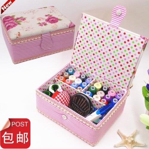 Multifunction pink Cloth Box Sewing Kit Needle Tape Scissor Threads Sewing Box Wedding Gifts For Home & Travelling