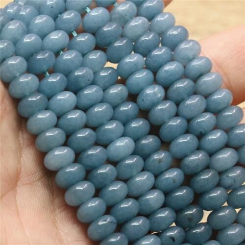 Fashion Classic Aquamarines Natural Stone 5x8mm Round Abacus Shape Beads Jewelry Making Semi Finished Accessories 15inch Y787