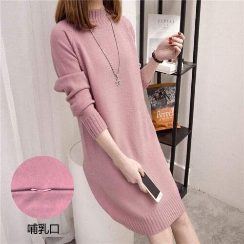 Moms Soft knitted Autumn Winter Skirt Pregnancy Nursing Dress for pregnant Woman Maternity Dress Breastfeeding Dress 2020 New