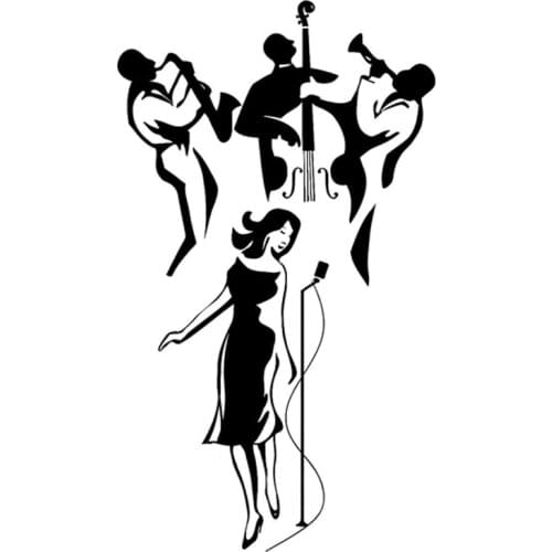 Fashion Jazz Band Music Auto Window Decoration Sticker Pvc Personality Waterproof Car Decal Black/white, 18cm * 10cm