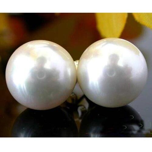 New Arrival Favorite Natural Pearl Earring 12mm Round White South Sea Shell Pearl Silver Stud Earring Classic Women Fine Jewelry
