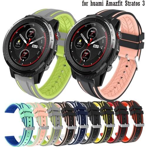22mm watch band for huami Amazfit Stratos 3 / Stratos 2 2S Pace strap fashion silicone Replacement wristband bracelet belt corea