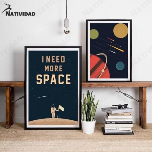 Home Decoration Rhythm Poster Wall Art, i Need More Space Science Art Canvas Painting Outer Space Planet Print Poster Decoration