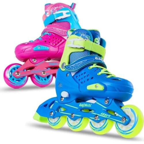 Brand EACHkids Inline Skates New Adult Children Roller Skates Adjustable Aluminum Frame With Flashing Wheels Fashion Sports