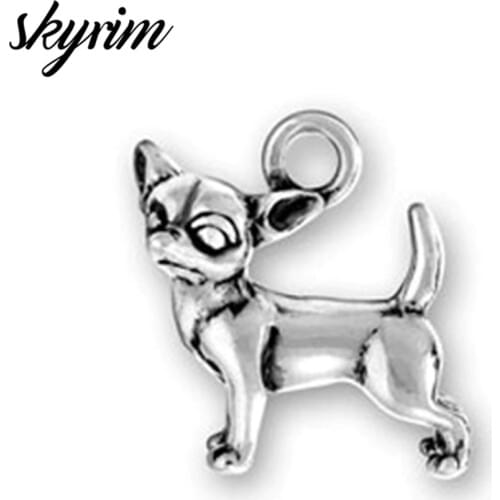 Skyrim Cute Chihuahua Pet Dog Charms Pendants Fit Jewelry Making Accessories DIY Necklace/Bracelets/Earrings Best Gifts 10Pcs