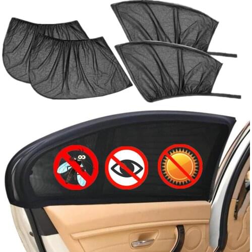 4pcs Car Sun Shade Side Window Sunshade Cover UV Protection Curtain Perspective Mesh Blinds Car Sun Visor