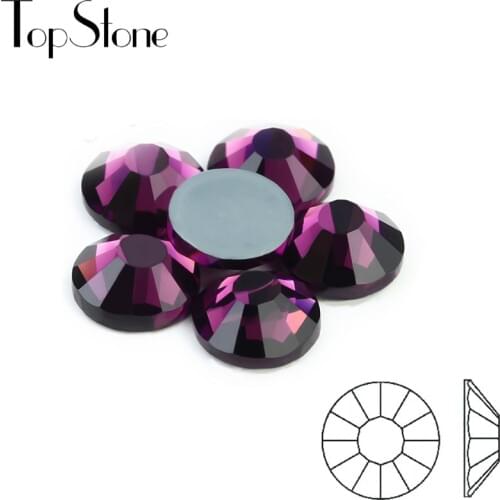 Amethyst Color Hot fix Rhinestones Iron On Rhinestones For Clothes High Quality SS8 10 SS12 SS16 SS20 SS30 DMC Glass Crystals