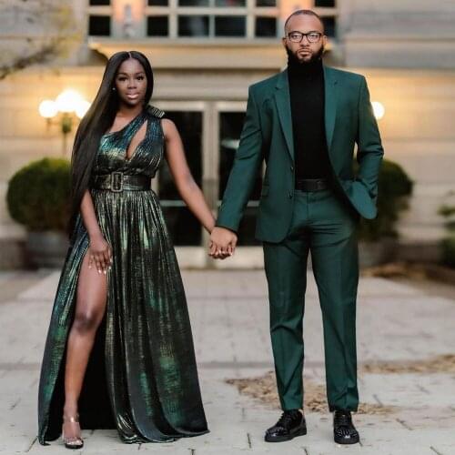 Dark Green Two Pieces Mens Suit Notched Lapel For Party Wedding Blazers Male Tuxedos Tailored Prom Jackets With Trousers