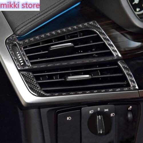 Carbon fiber For BMW X5 F15 E70 X6 F16 E71 Car styling Interior Dashboard Side Air Vent Outlet Cover Trim stickers Accessories