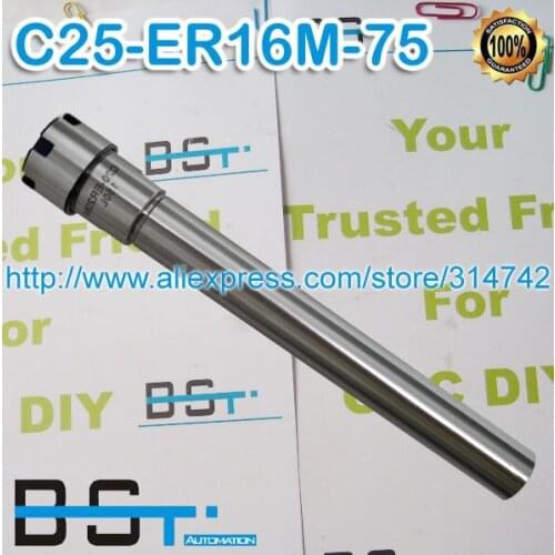 Superior C25 ER16M 75 Straight shank Collet Chuck Holder 75mm Extension length with ER16M Nut