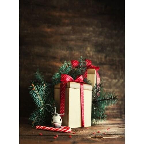 VinylBDS Photo Backgrounds Retro Wood Floor White Gift Box Christmas Backdrops For Children Photography Studio Background