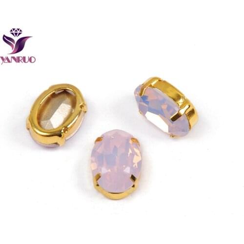 YANRUO 4120 Oval Rose Water Opal Fancy Glass Beads Diamond Sewing Rhinestones Glass DIY Base Ornaments Claw Setting