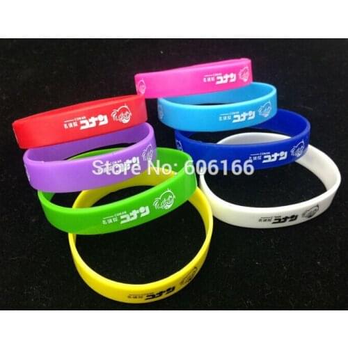 50x Anime Detective Conan Case Closed Silicone Bracelet cartoon wristband Fashion jewelry cosplay costume accessories