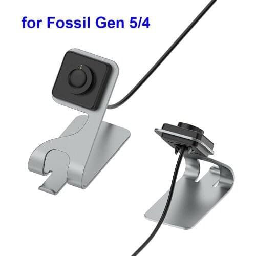 Charger Stand for Fossil Gen 4 5 5E Gen5 Premium Aluminum Charing Dock Station with 4.9ft 150cm Replacement Charging Cable Cord