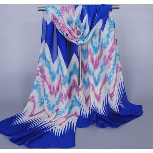 New luxury brand foulard women scarf fashion print zebra stripe chiffon silk hijab scarves design shawls wraps long bandana