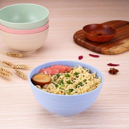 1pc Wheat Straw Fiber Bowls Eco-friendly Salad Food Bowls Bowls Kitchen Degradable Large Unbreakable Cereal E7E0