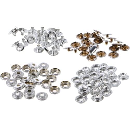 100 Pcs Stainless Steel Fastener Snap Press Stud Cap Button Marine Boat Canvas E7CA