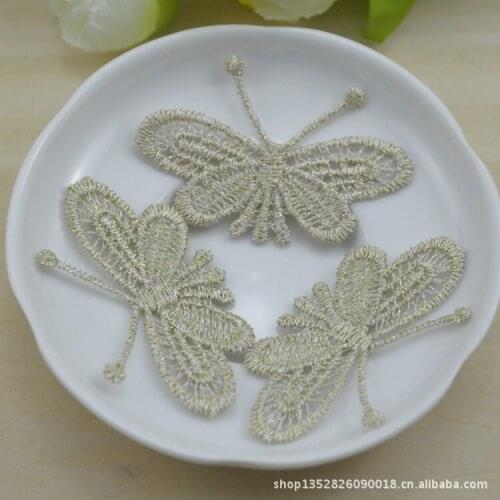 100pcs Gold Butterfly Sewing Accessories Clothes Stickers Embroidery Lace Patch Costura Motif Parche Militar Broderie A Coudre