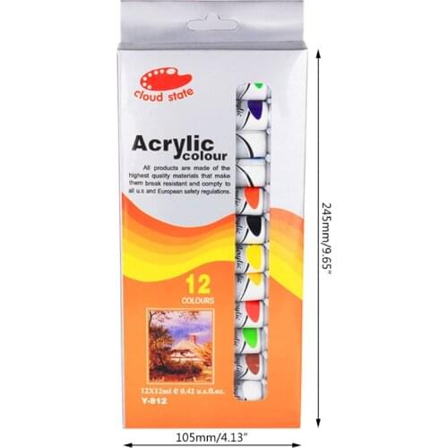 12 x 12ml Heavy Body Colors Rich Pigments Acrylic Paint Set for Painting Canvas Crafts