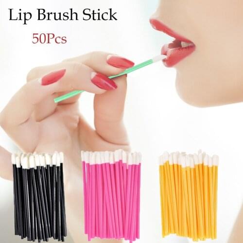 50pcs Disposable Lip Brush Stick Mini Lipstick Beauty Applicator Eyeshadow Eyelash Lipgloss Wands Makeup Brushes Cosmetics Tool