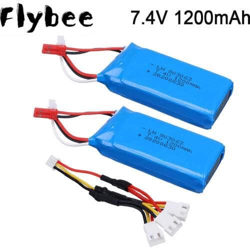 7.4V 1200mAh 30C Lipo Battery For WLtoys V912 V915 V666 MJX X101 X102 YiZhang X6 H16 RC Drone model toys 1200mAh 2S Lipo Battery