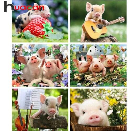 Huacan 5D DIY Diamond Painting New Arrivals Pig Full Iamond Mosaic Embroidery Animals Modular Pictures Decoration For Home